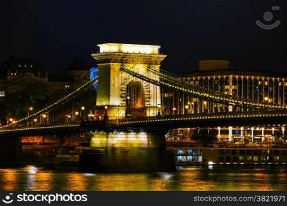 The Szechenyi Chain Bridge in Budapest, Hungary