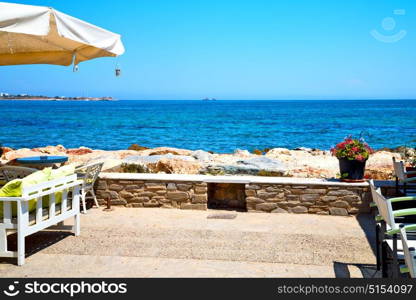 the table in santorini europe greece old restaurant chair and summer