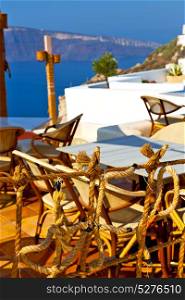 the table in santorini europe greece old restaurant chair and summer
