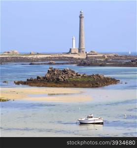 The tallest lighthouse in Europe, Ile Vierge, near Plouguerneau, Finistere, Brittany, France