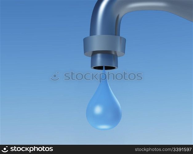 The tap with a falling drop. A blue background
