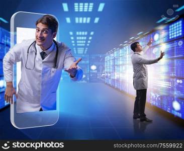 The telemedicine concept with doctor and smartphone. Telemedicine concept with doctor and smartphone