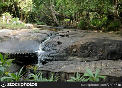 The Tempel Ruin of Kbal Spean 50 Km northeast of in the Temple City of Angkor near the City of Siem Riep in the west of Cambodia.. ASIA CAMBODIA ANGKOR KBAL SPEAN