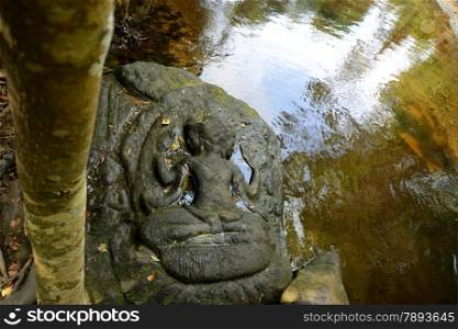 The Tempel Ruin of Kbal Spean 50 Km northeast of in the Temple City of Angkor near the City of Siem Riep in the west of Cambodia.. ASIA CAMBODIA ANGKOR KBAL SPEAN