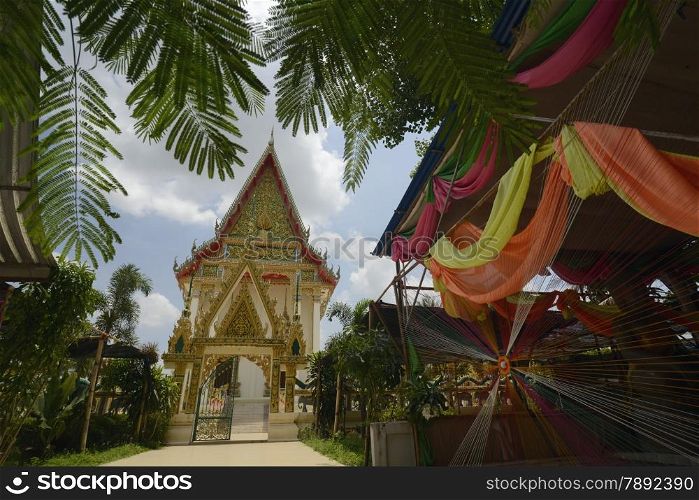 The Tempel Wat Pak Saeng near Lakhon Pheng on the Mekong River in the Provinz Amnat Charoen in the northwest of Ubon Ratchathani in the Region of Isan in Northeast Thailand in Thailand.&#xA;