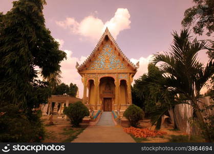 the Tempel Wat Sainyaphum on a road in the town of Savannakhet in central Lao in the region of Khammuan in Lao in Souteastasia.. ASIA LAO KHAMMUAN REGION