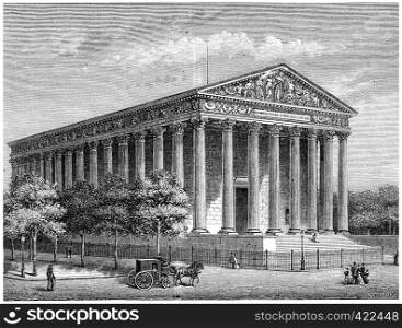 The Temple of Glory (Madeleine Church), vintage engraved illustration. History of France ? 1885.