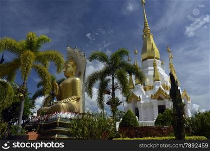the temple Wat Tham Khu Ha Sawan in Khong Jiam on the Mekong River near Khong Chiam in the provinz of Ubon Rachathani in the Region of Isan in Northeast Thailand in Thailand.&#xA;