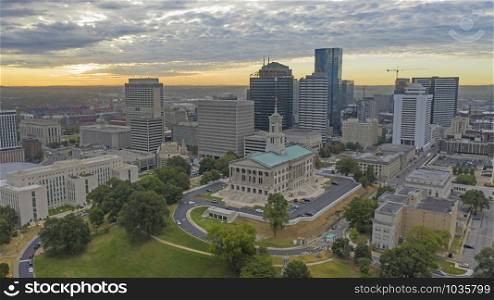The Tennessee State House sits up on a hill on the north edge of town in Nashville