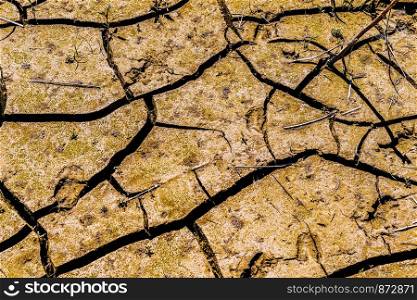 The texture of dry cracked clay soil. Cracks and fractures on the earth's surface. The texture of dry cracked clay soil. Cracks and fractures on the earth's surface.