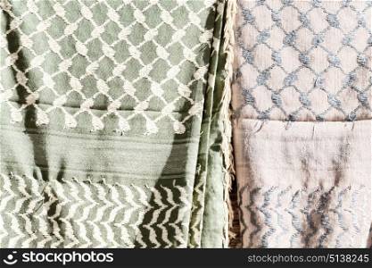 the texture of the cotton traditional symbolic arabian scarf like background abstract