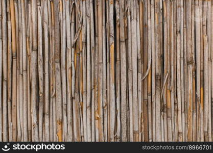 The texture of the dry reeds, fence, roofing material