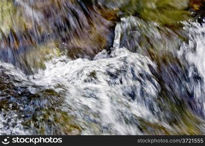 The texture of the raging stream of water in the waterfall