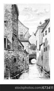 The Thines in Nivelles, Belgium, drawing by Hannon, vintage illustration. Le Tour du Monde, Travel Journal, 1881