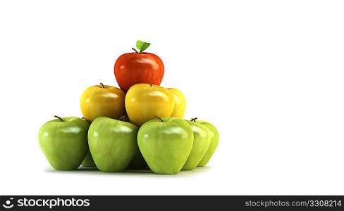 the three-colour apples 3d rendering
