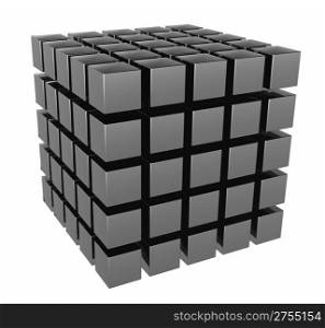 The three-dimensional image of a set of cubes. It is isolated on a white background