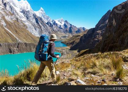 The three lagoons at the Cordillera Huayhuash, Peru