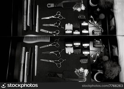 the tools of a Barber on the desktop