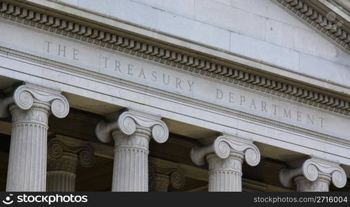 The top of the The Treasury Department building.. The Treasury Department