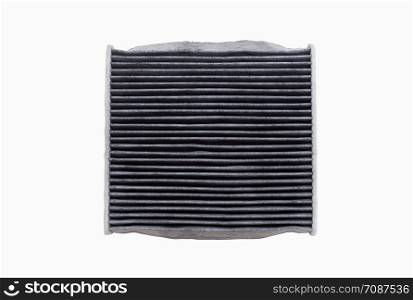 The top side of dirty air conditioning filters isolated on white background with clipping path. Car, automotive services parts.