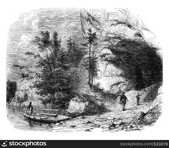 The Toviere or Grotte du Doubs, vintage engraved illustration. Magasin Pittoresque 1852.