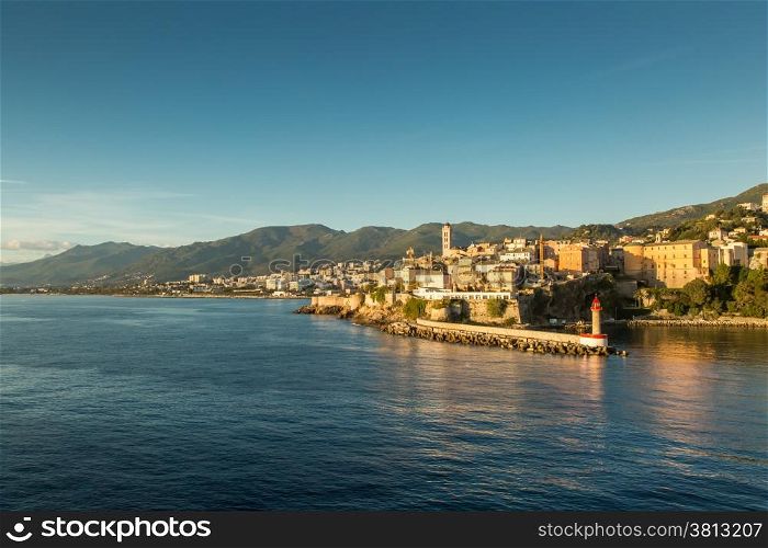 The town, citadel and harbour entrance at Bastia in northern Corsica