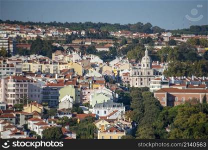 The Town of Belem with the Igreja da Memoria near the City of Lisbon in Portugal. Portugal, Lisbon, October, 2021