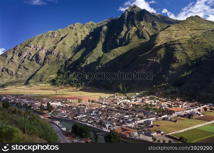 The town of Pisac in The Sacred Valley of the Incas in Peru