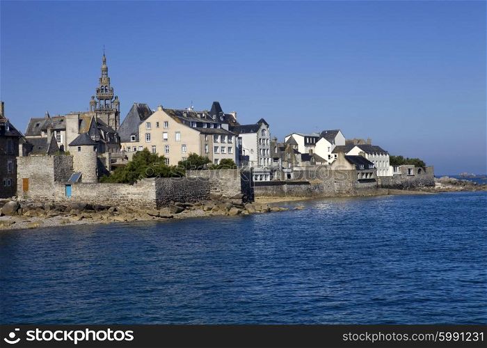 the town of Roscoff in coast of the north of France
