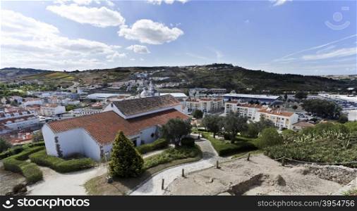 The town of Torres Vedras, Portugal, seen from the top of the medieval castle.