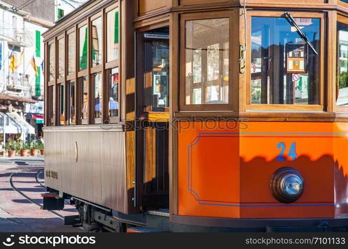 The Tram in Port de Soller Mallorca Spain. Tram in Port de Soller Mallorca Spain