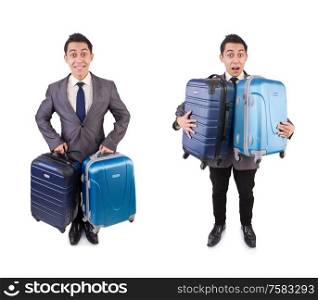 The travel vacation concept with luggage on white. Travel vacation concept with luggage on white