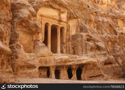 The Treasury of the little Petra in the Temple city of Petra in Jordan in the middle east.. ASIA MIDDLE EAST JORDAN ETRA