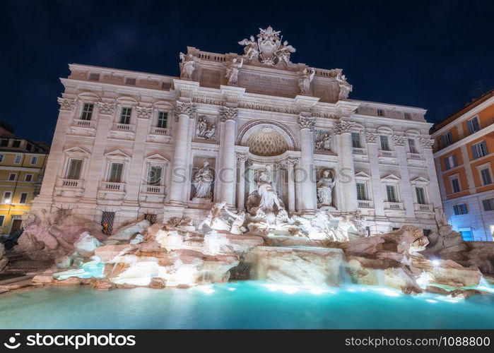 The Trevi Fountain is a fountain in the Trevi district in Rome, Italy. It is the largest Baroque fountain in Rome and one of the most famous fountains attracting tourist visiting Rome, Italy.