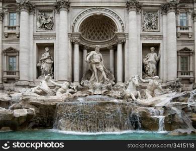 The Trevi Fountain, Rome, Italy, featuring the statue of Oceanus - the God of Water