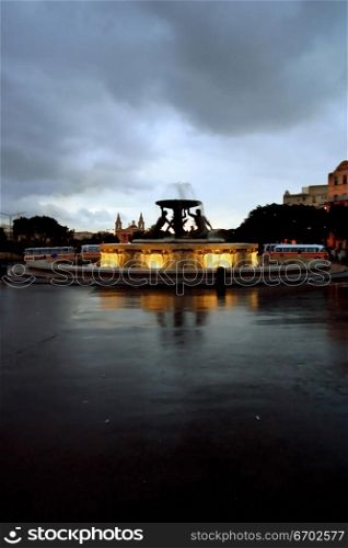 The Triton Fountain at the Valletta bus station, Malta.