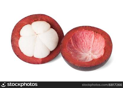 The tropical mangosteen fruit isolated on white background