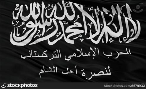 The Turkistan Islamic Party In Syria Flag, Closeup View. Turkistan Islamic Party In Syria Flag Closeup