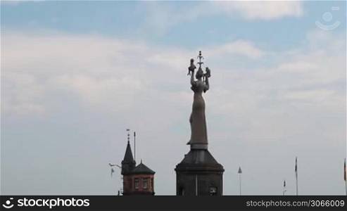 the turning Imperia monument in the harbour from Constance time lapsed, die sich drehende Figur Imperia am Hafen von Konstanz, Zeitraffer