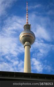 The TV-tower on the Alexanderplatz in Berlin, Germany.