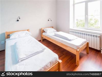 The twin bed room in hotel. Twin bed room in hotel