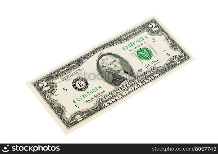 The two dollars isolated on white background