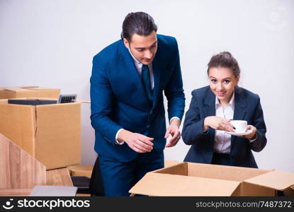 The two employees being fired from their work . Two employees being fired from their work