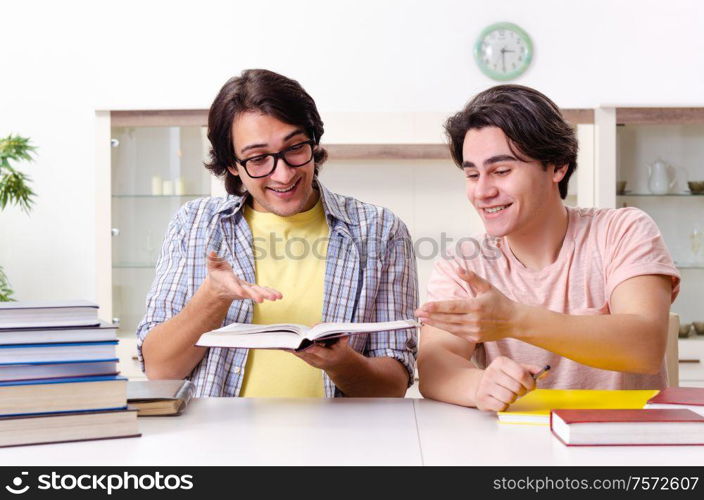 The two male students preparing for exams at home. Two male students preparing for exams at home