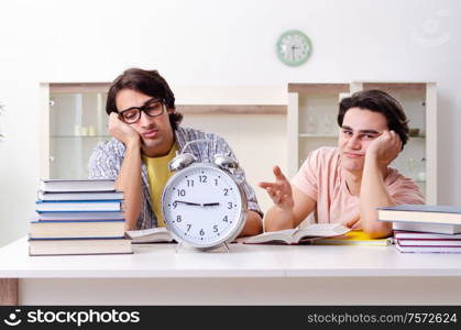 The two male students preparing for exams at home. Two male students preparing for exams at home