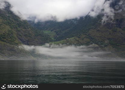 The Unesco Naeroyfjord and the picturesque Aurlandsfjord seen from the water