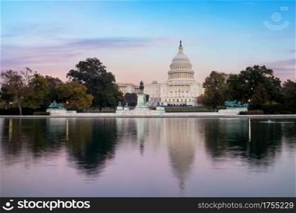 The United States pf America capitol building on sunrise and sunset. Washington DC. USA.. The United States pf America capitol building on sunrise and sunset.