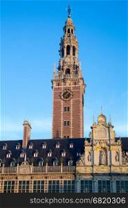The university library on the Ladeuze square, Leuven, Belgium
