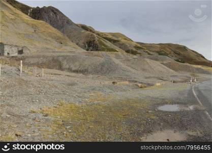 The valley of Cwmystwyth, remains of lead mining. Ceredigion, Wales, United Kingdom, Europe.
