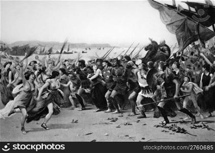 The Vanquishers of Salamis Celebrating. Engraved by Gebbie and published in Masterpieces of Art of the Paris Exhibition, USA, 1889.